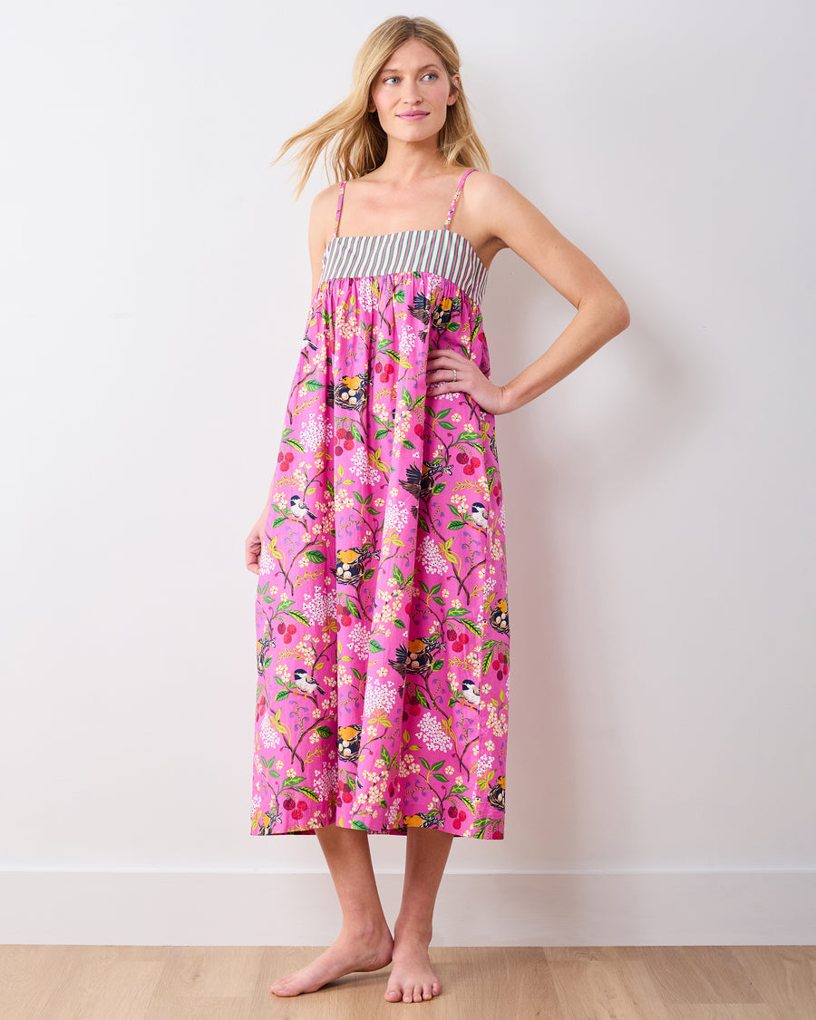 Bird & Blossom - Daydream Nightgown - Fuchsia Berry - Printfresh
