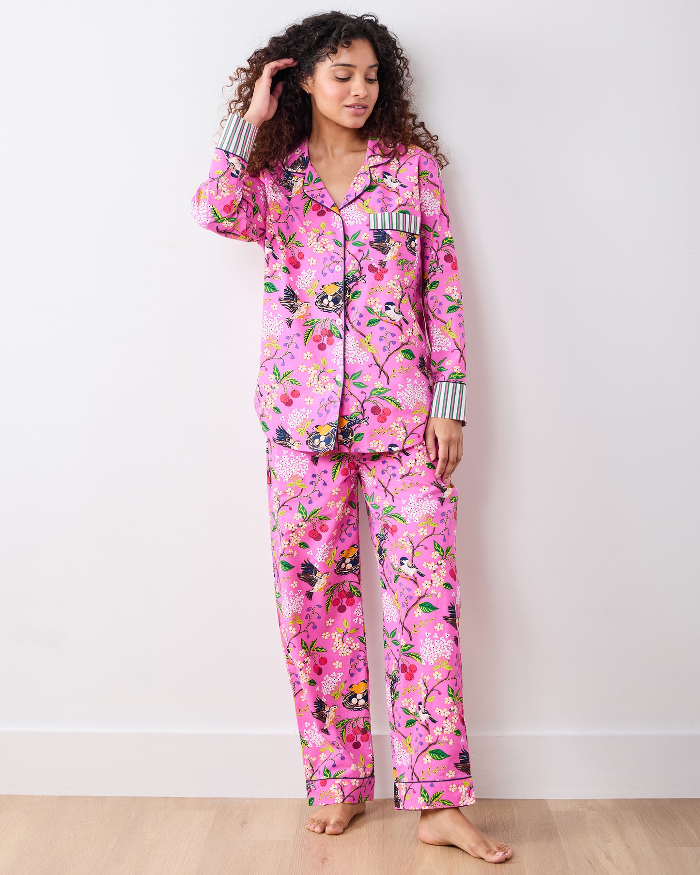 Bird & Blossom - Long PJ Set - Fuchsia Berry - Printfresh