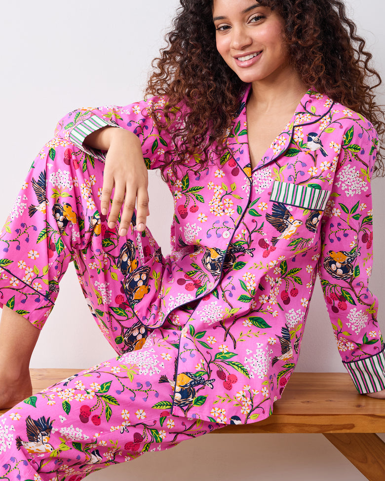 Bird & Blossom - Long PJ Set - Fuchsia Berry - Printfresh