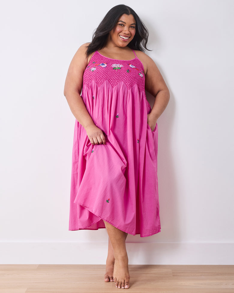 Bird & Blossom - Naya Nightie - Fuchsia Berry - Printfresh