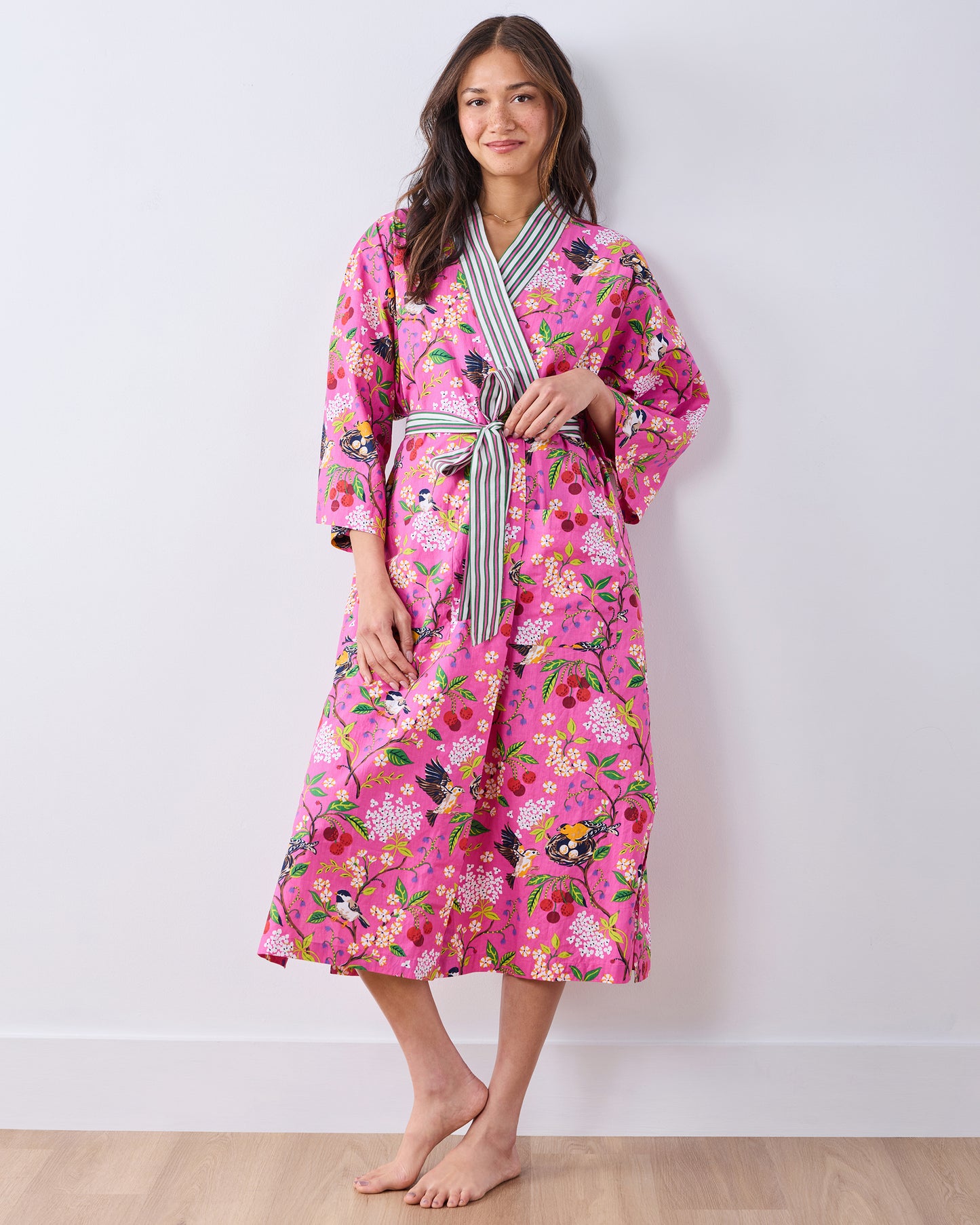 Bird & Blossom - Long Robe - Fuchsia Berry - Printfresh