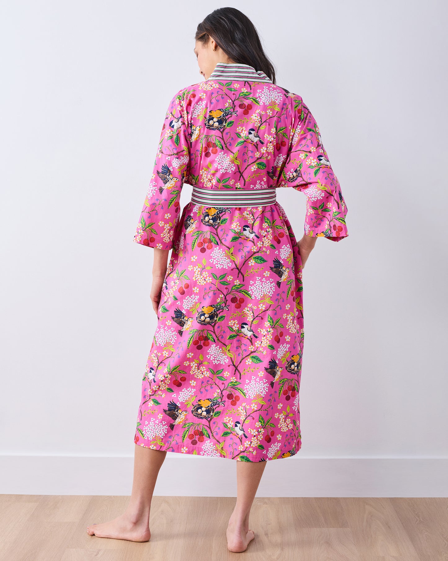 Bird & Blossom - Long Robe - Fuchsia Berry - Printfresh