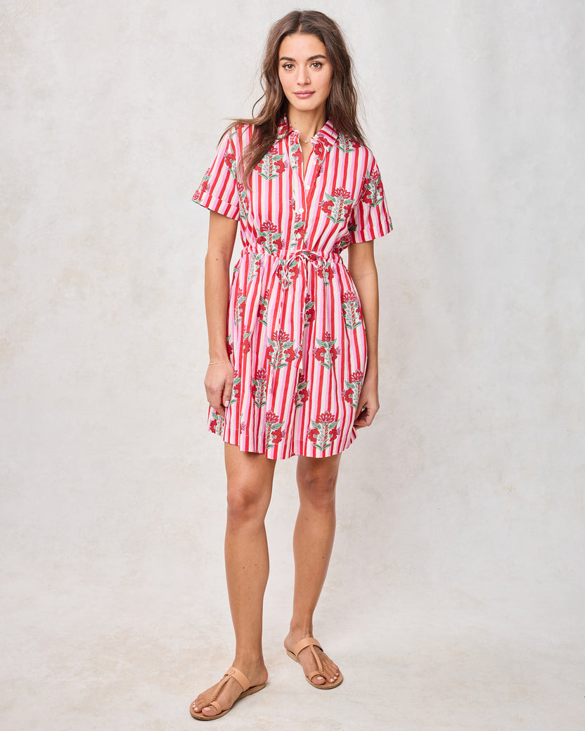 Carnation Stripes - Maude Dress - Scarlet Petal - Printfresh