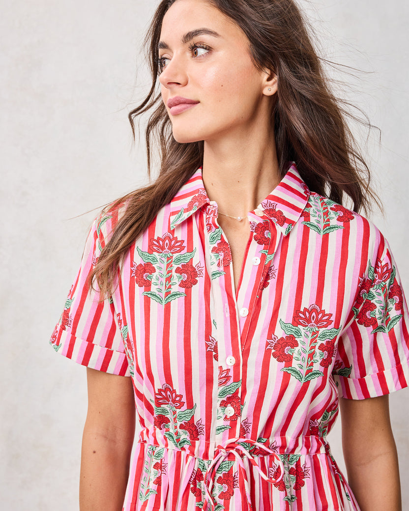 Carnation Stripes - Maude Dress - Scarlet Petal - Printfresh