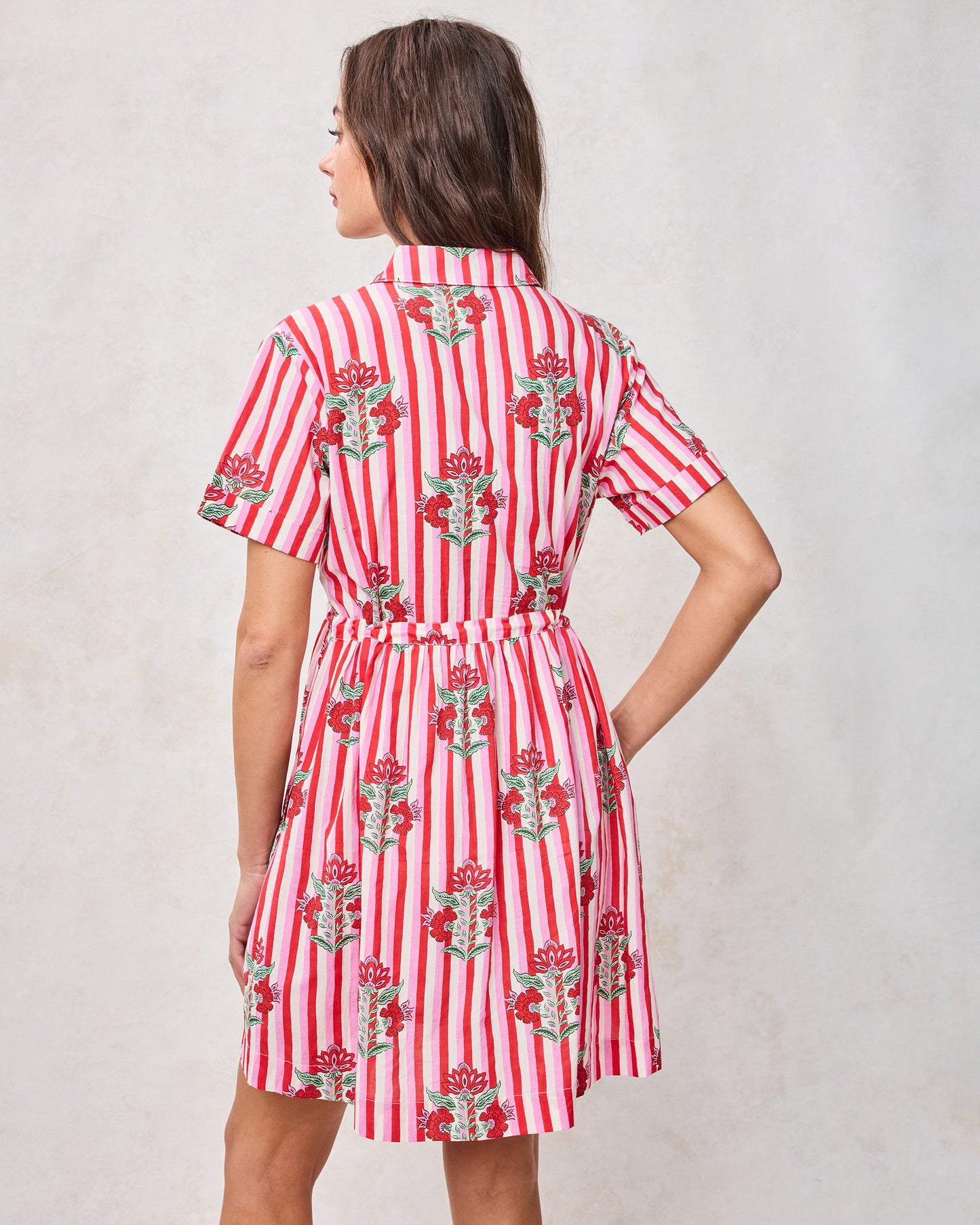 Carnation Stripes - Maude Dress - Scarlet Petal - Printfresh
