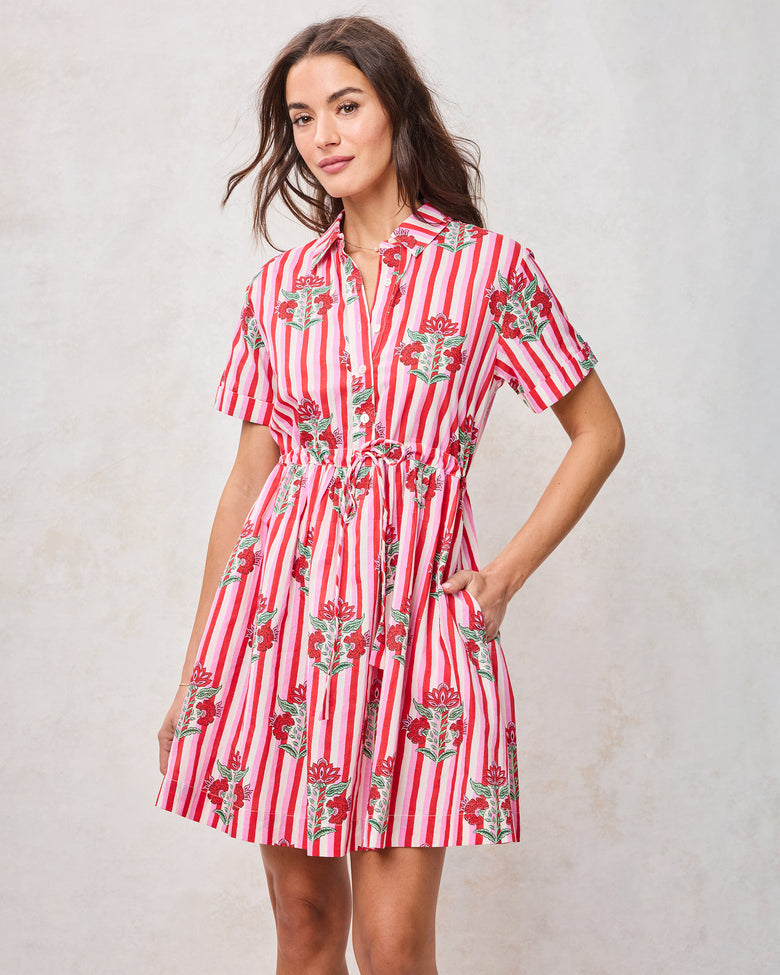 Carnation Stripes - Maude Dress - Scarlet Petal - Printfresh