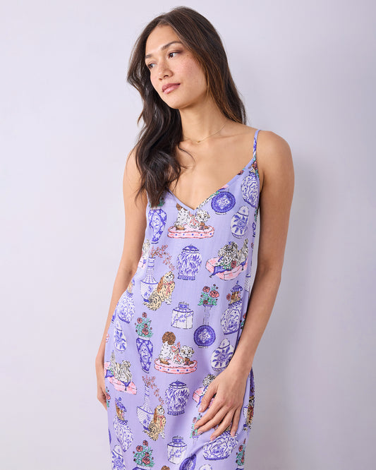 Fancy Dogs - Eco Satin Chic to Sleep Nightie - Lavender Glaze - Printfresh