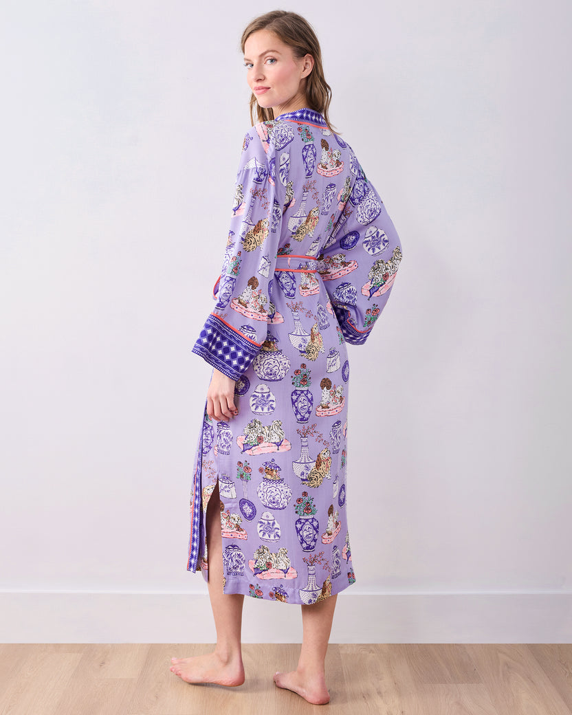 Fancy Dogs - Eco Satin Robe - Lavender Glaze - Printfresh