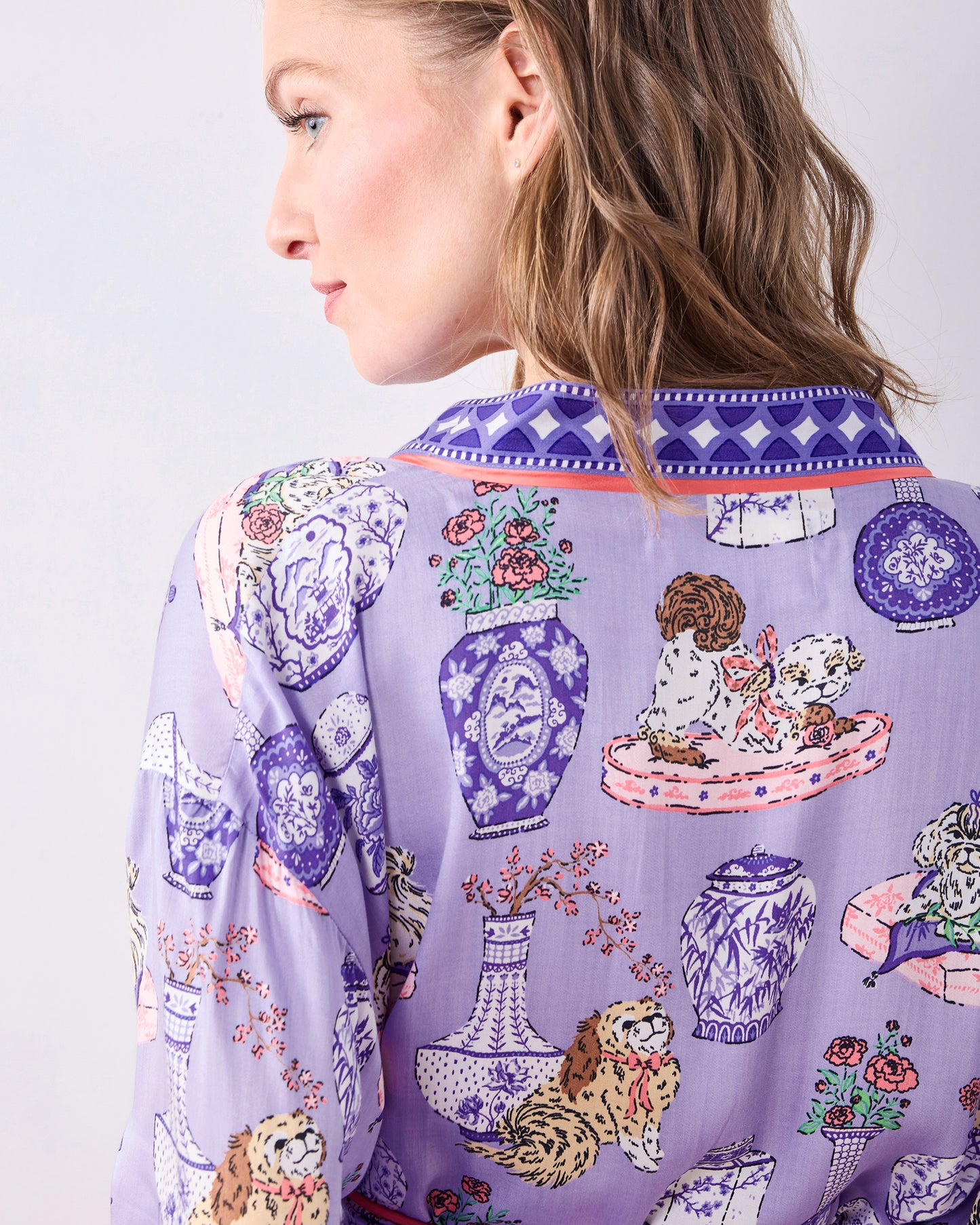 Fancy Dogs - Eco Satin Robe - Lavender Glaze - Printfresh