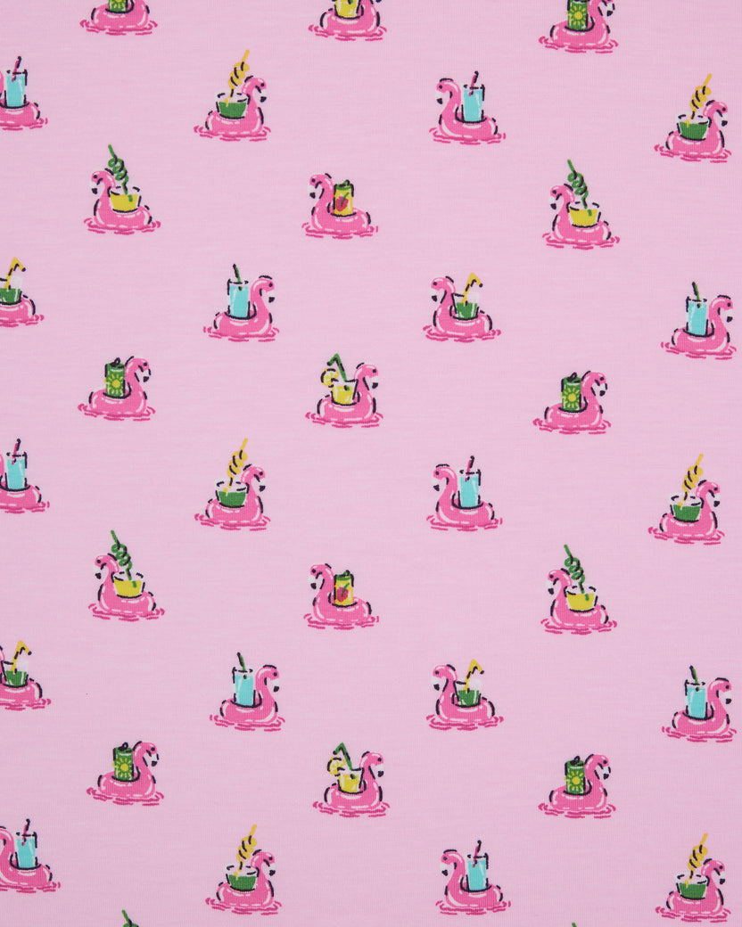 Flamingo Floaties - Kids Short Sleeve PJ Set - Pink Lemonade