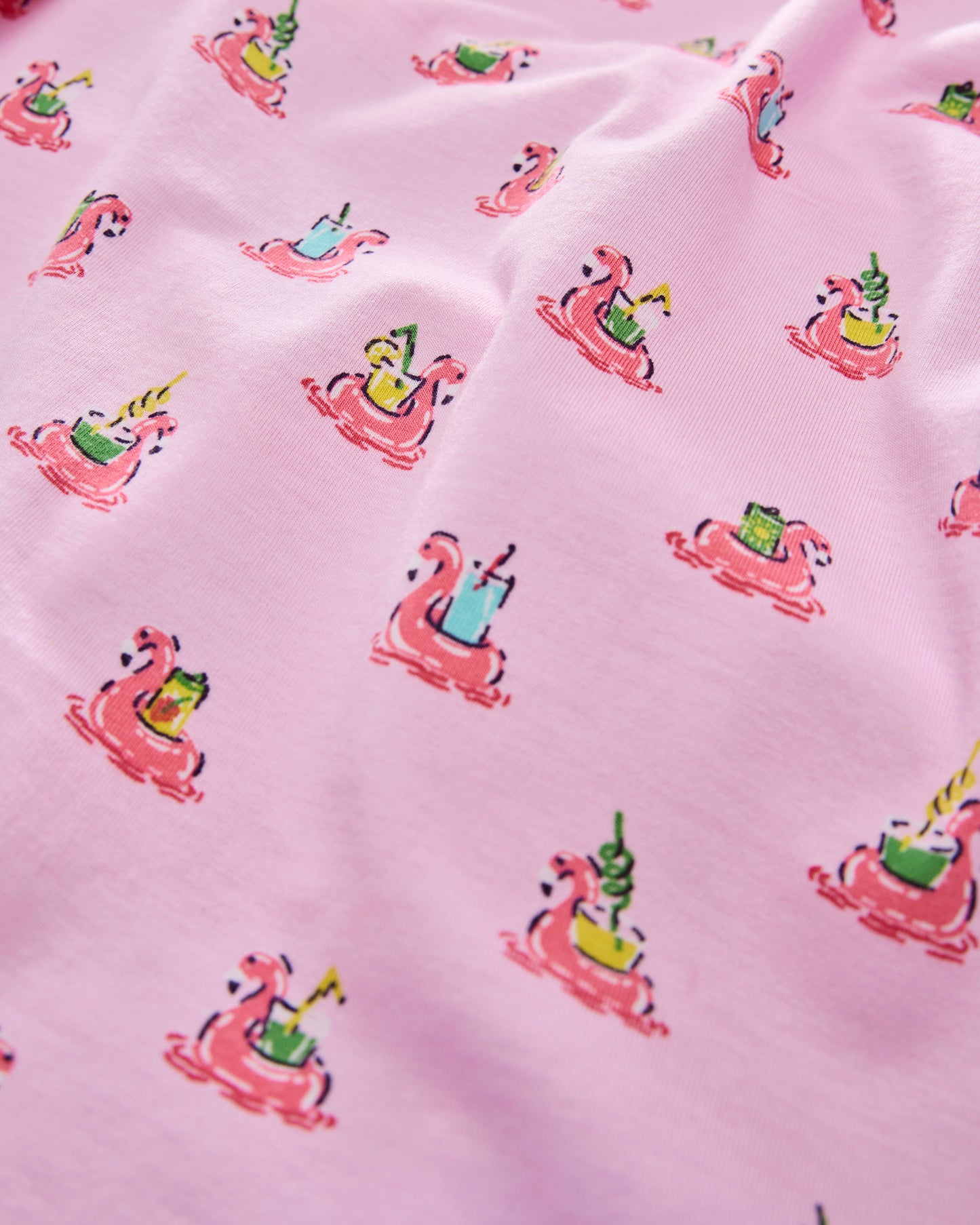 Flamingo Floaties - Organic Pima Modal Knit Long PJ Set - Pink Lemonade