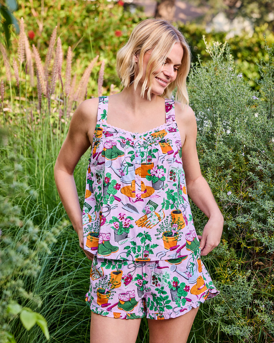 Green Thumb - Back to Bed Short Set - Pink Cosmos - Printfresh