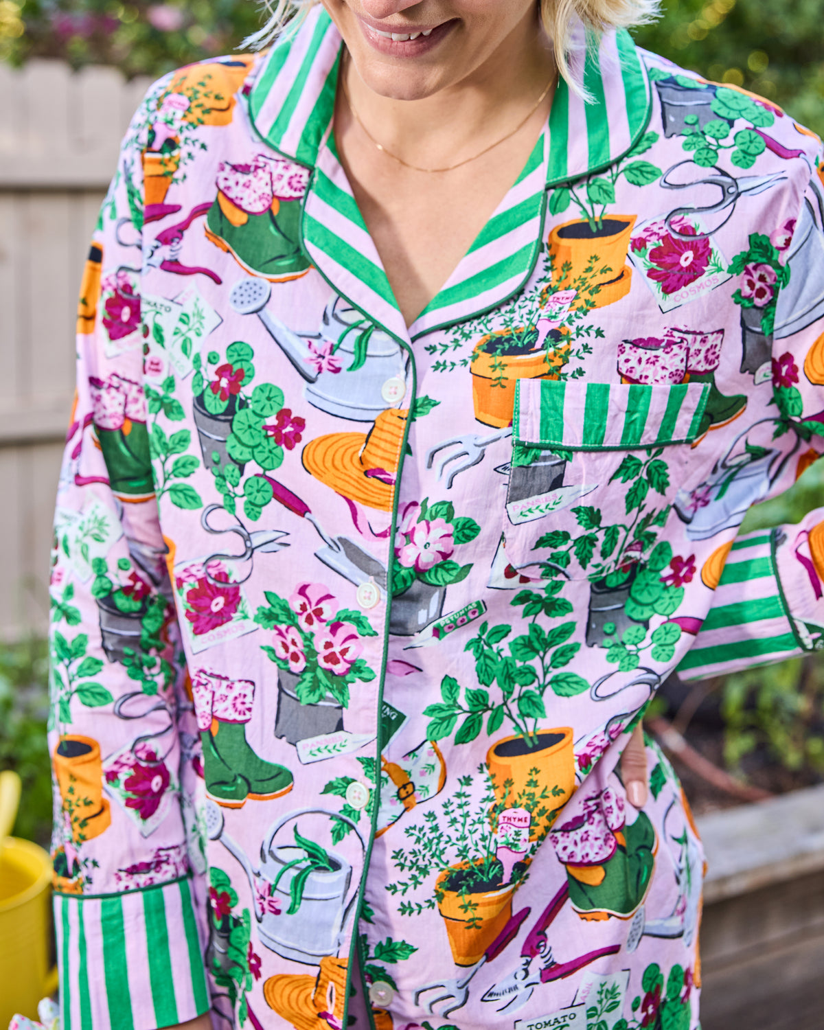 Green Thumb - Long PJ Set - Pink Cosmos - Printfresh