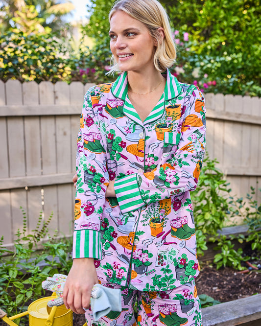 Green Thumb - Long PJ Set - Pink Cosmos - Printfresh