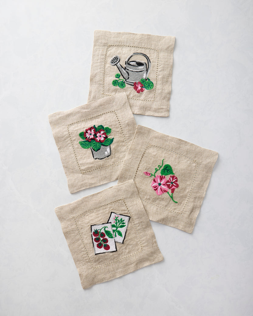 Green Thumb - Cocktail Napkins Set of 4 - Pink Cosmos - Printfresh