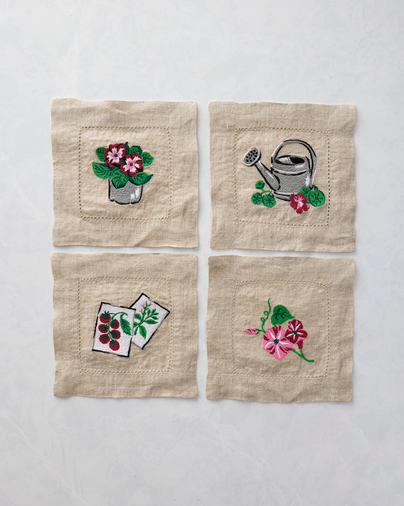 Green Thumb - Cocktail Napkins Set of 4 - Pink Cosmos - Printfresh