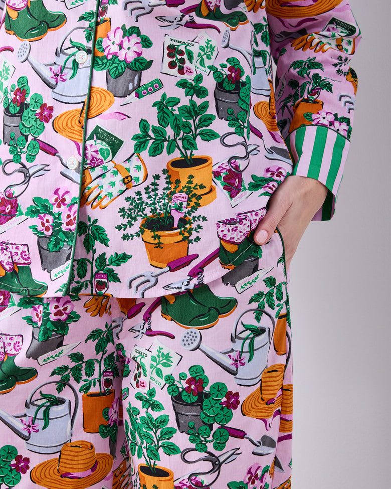 Green Thumb - Long PJ Set - Pink Cosmos - Printfresh
