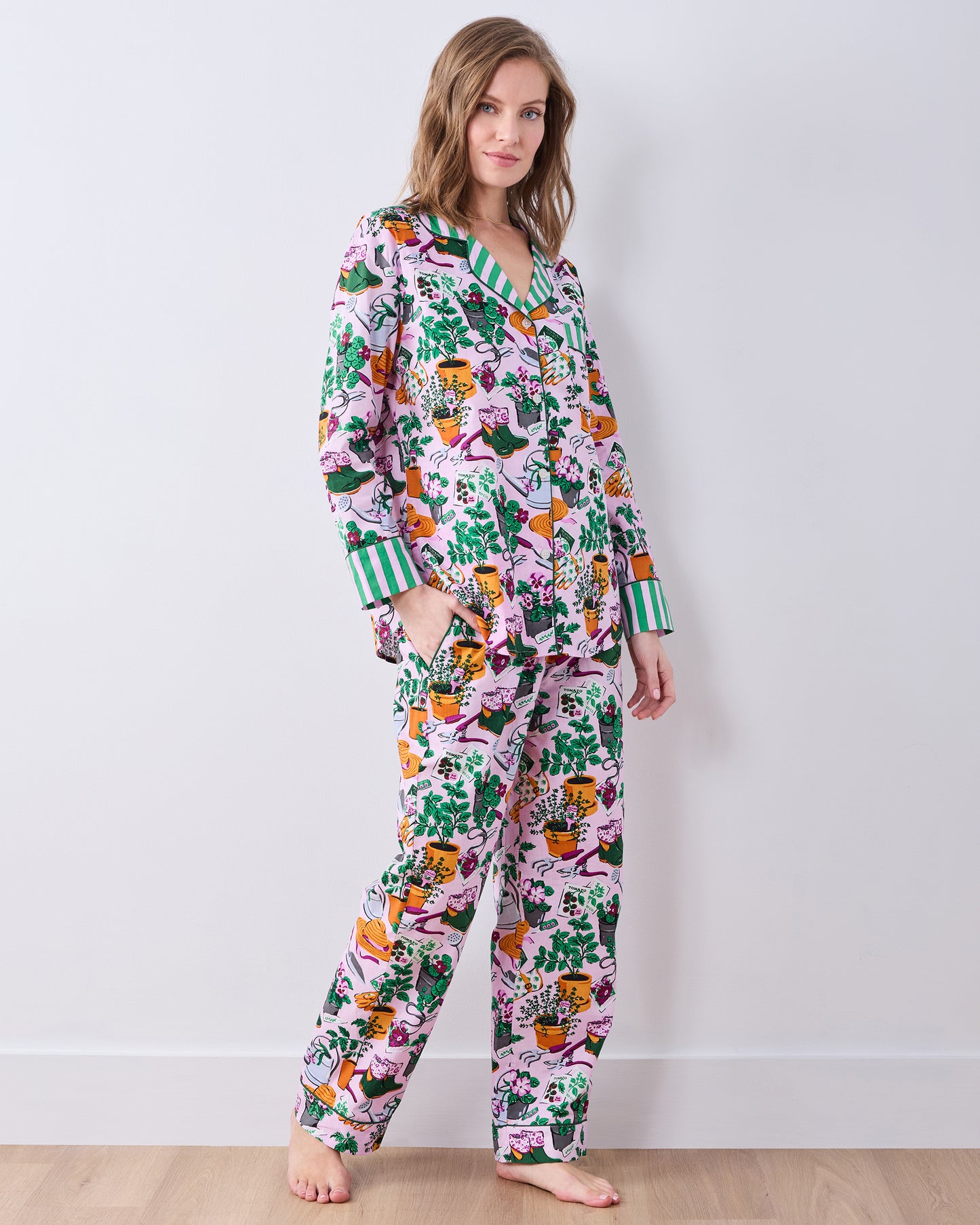 Green Thumb - Long PJ Set - Pink Cosmos - Printfresh