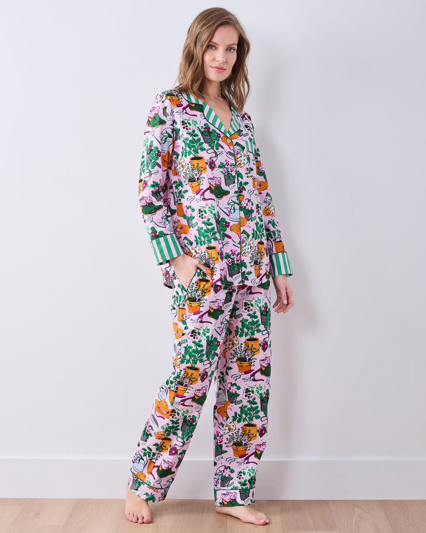 Green Thumb - Long PJ Set - Pink Cosmos - Printfresh