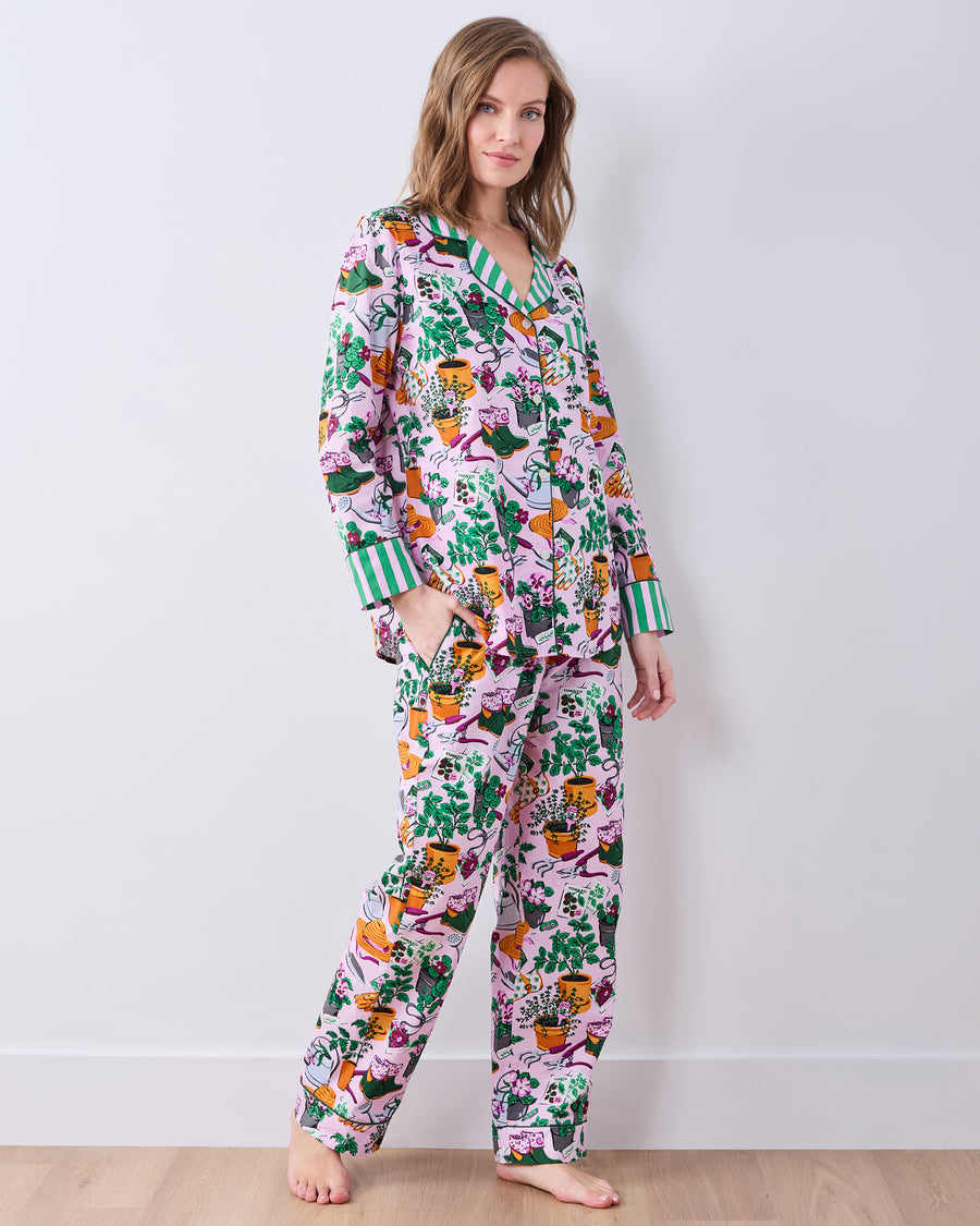 Green Thumb - Long PJ Set - Pink Cosmos - Printfresh