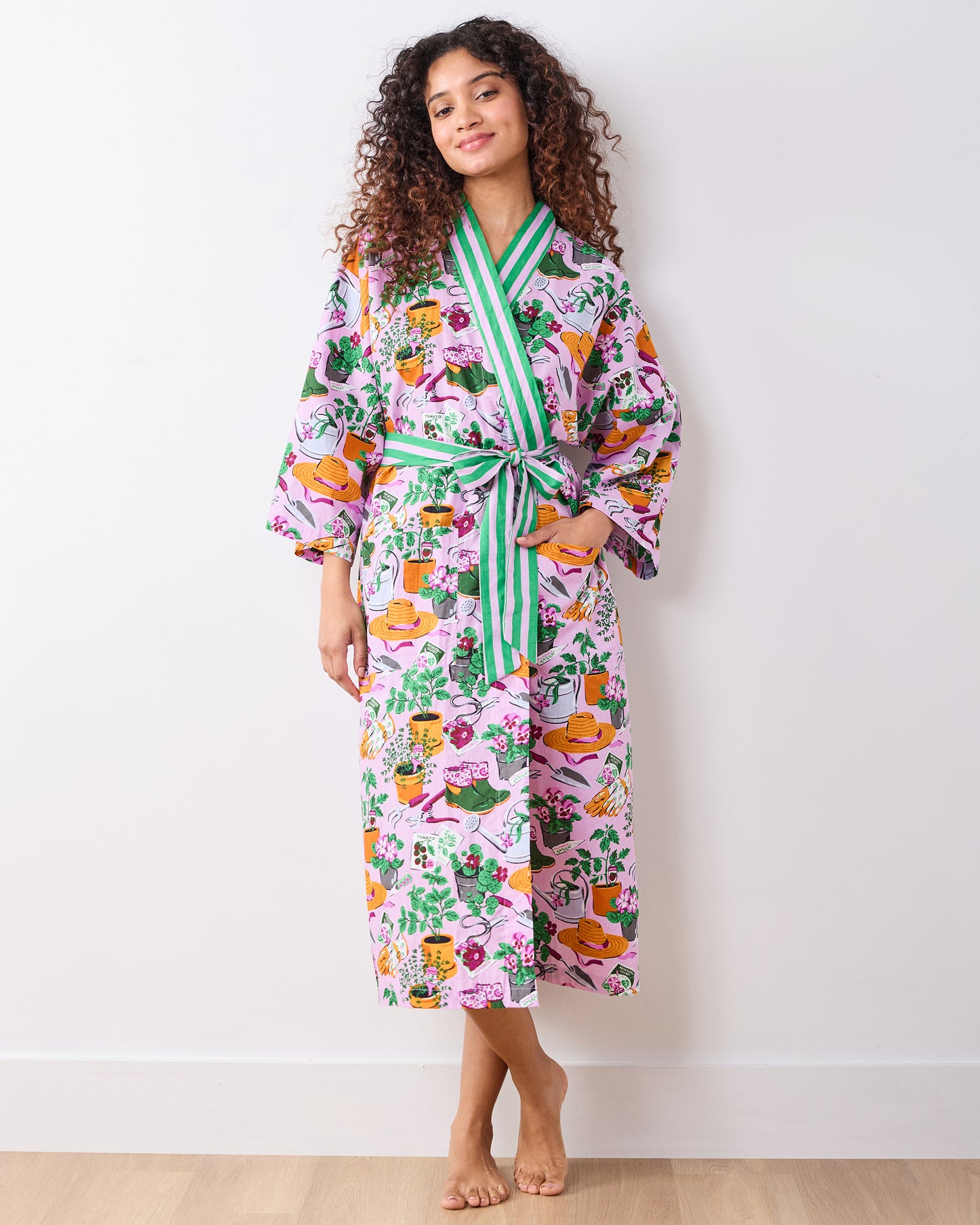 Green Thumb - Long Robe - Pink Cosmos - Printfresh
