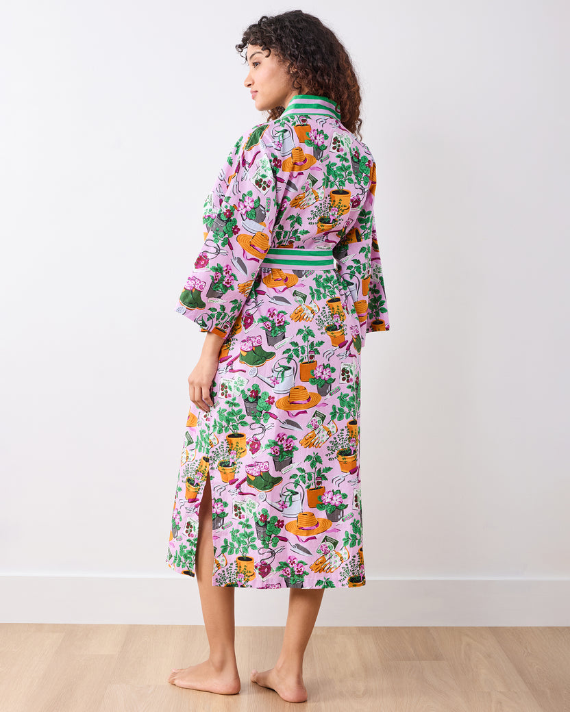 Green Thumb - Long Robe - Pink Cosmos - Printfresh