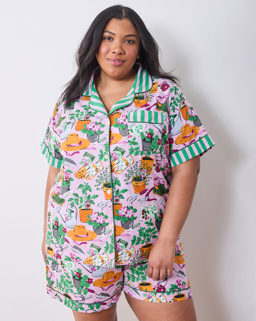 Green Thumb - Short PJ Set - Pink Cosmos - Printfresh