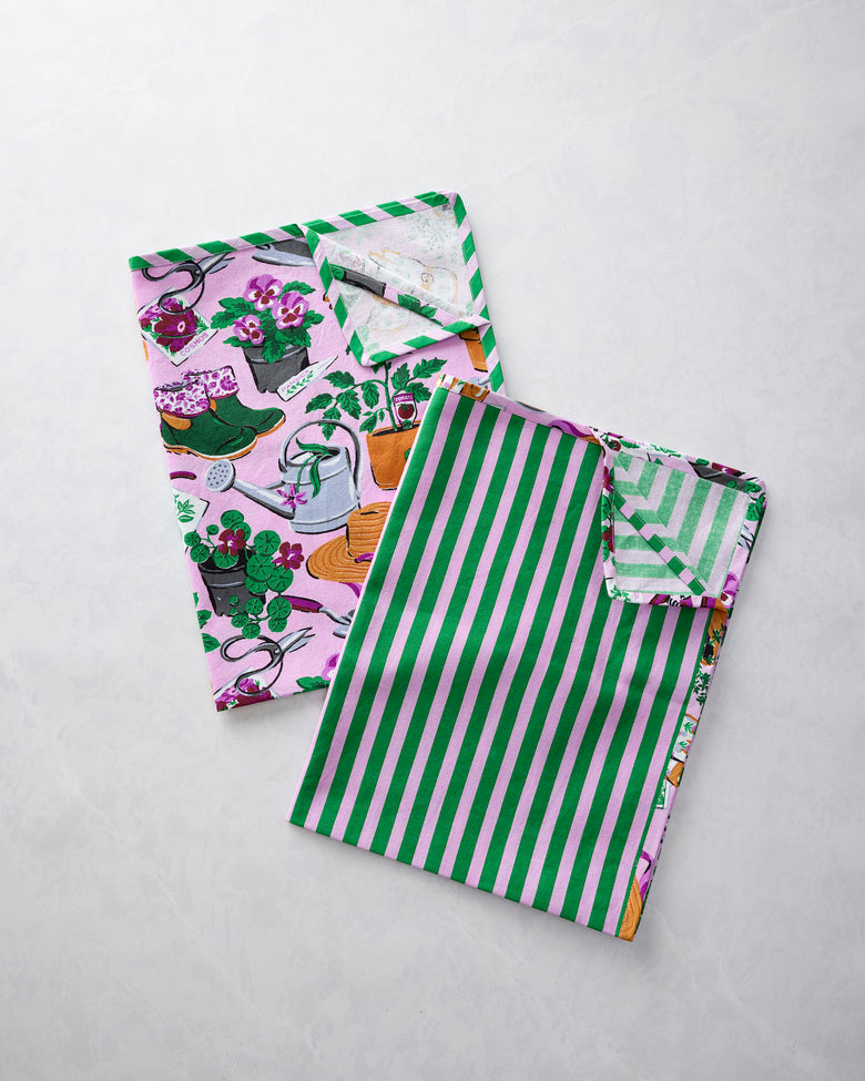 Green Thumb - Tea Towels Set of 2 - Pink Cosmos - Printfresh