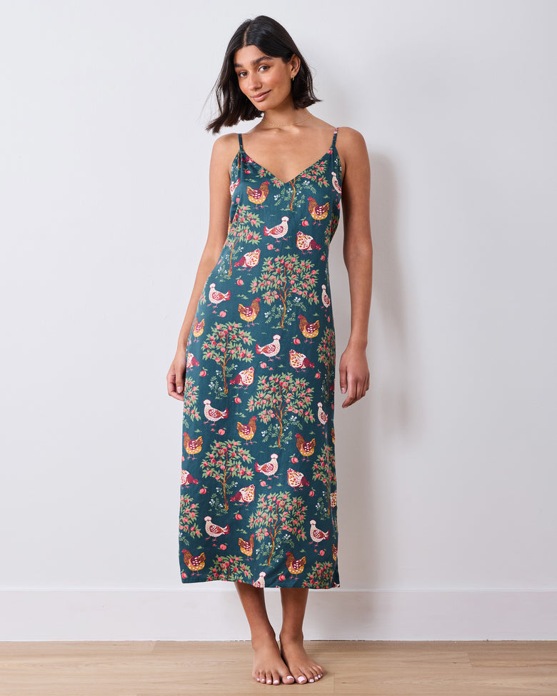 Hen House - Eco Satin Chic to Sleep Nightie - Navy - Printfresh