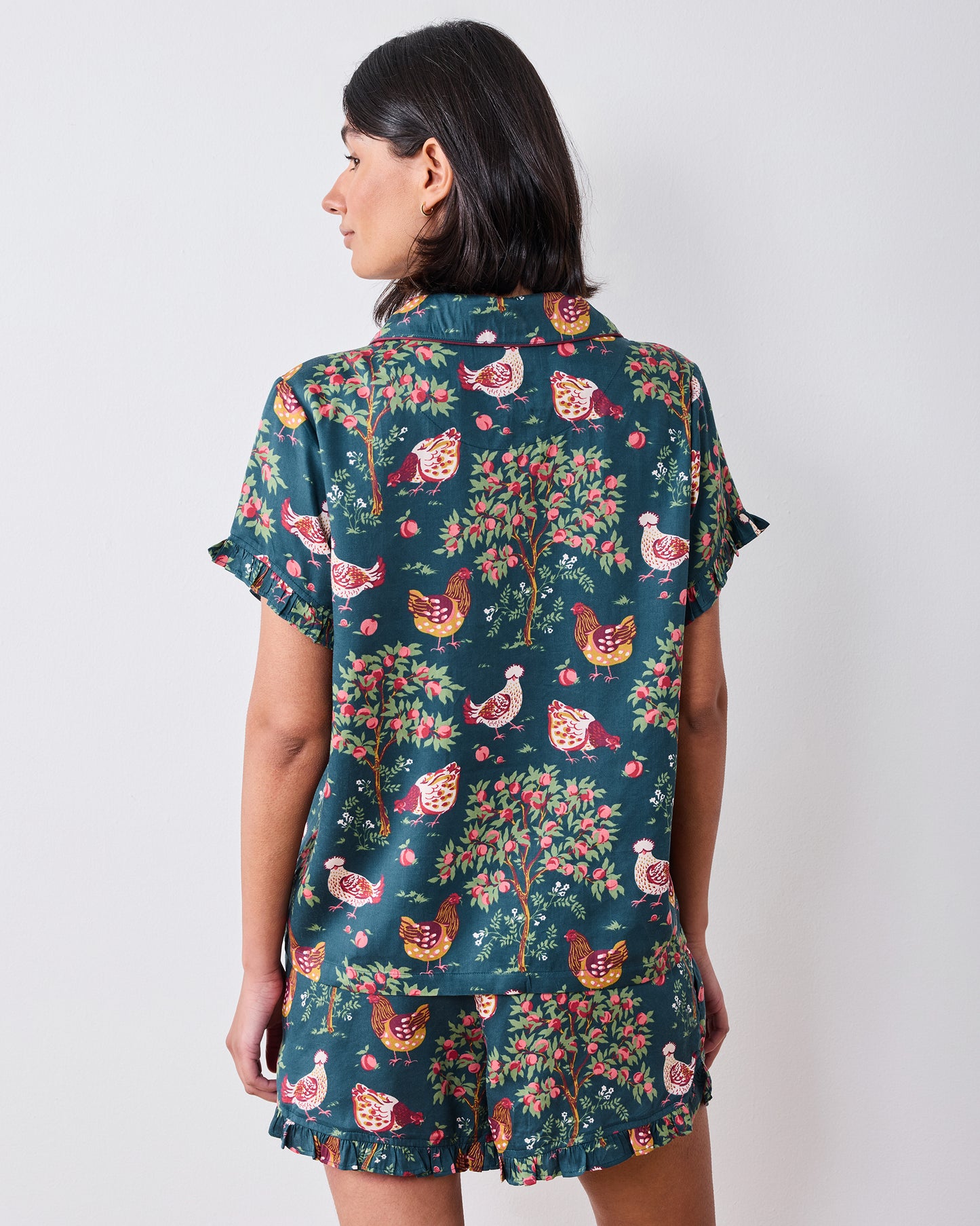 Hen House - Eco Satin Ruffle Set - Navy - Printfresh