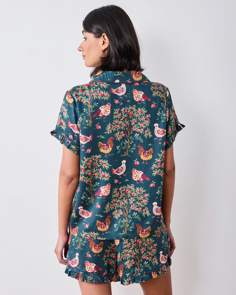 Hen House - Eco Satin Ruffle Set - Navy - Printfresh