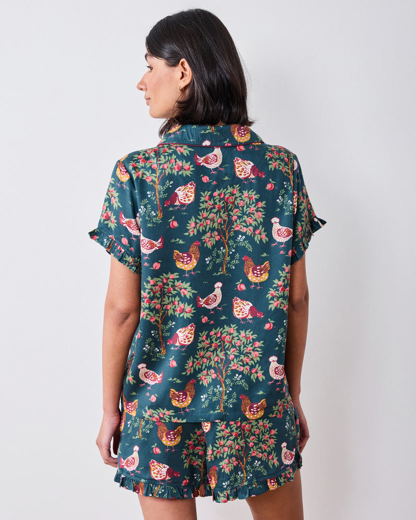 Hen House - Eco Satin Ruffle Set - Navy - Printfresh