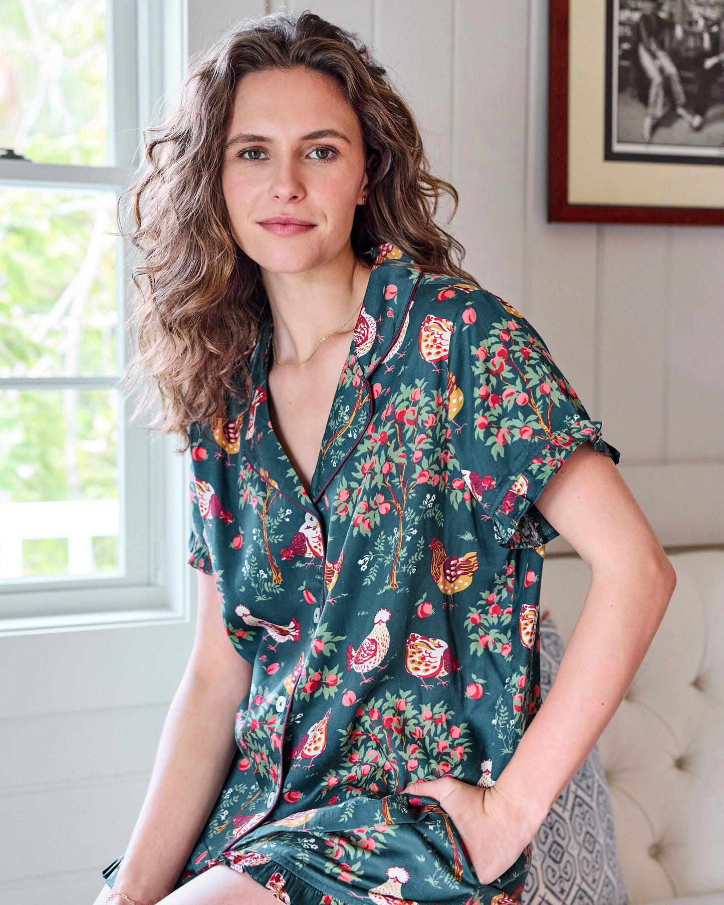 Hen House - Eco Satin Ruffle Set - Navy - Printfresh