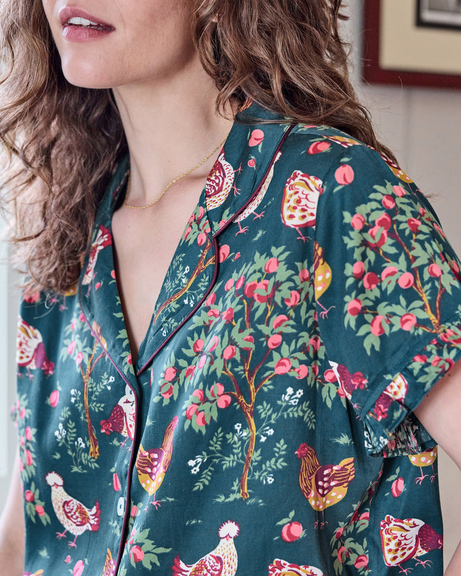 Hen House - Eco Satin Ruffle Set - Navy - Printfresh