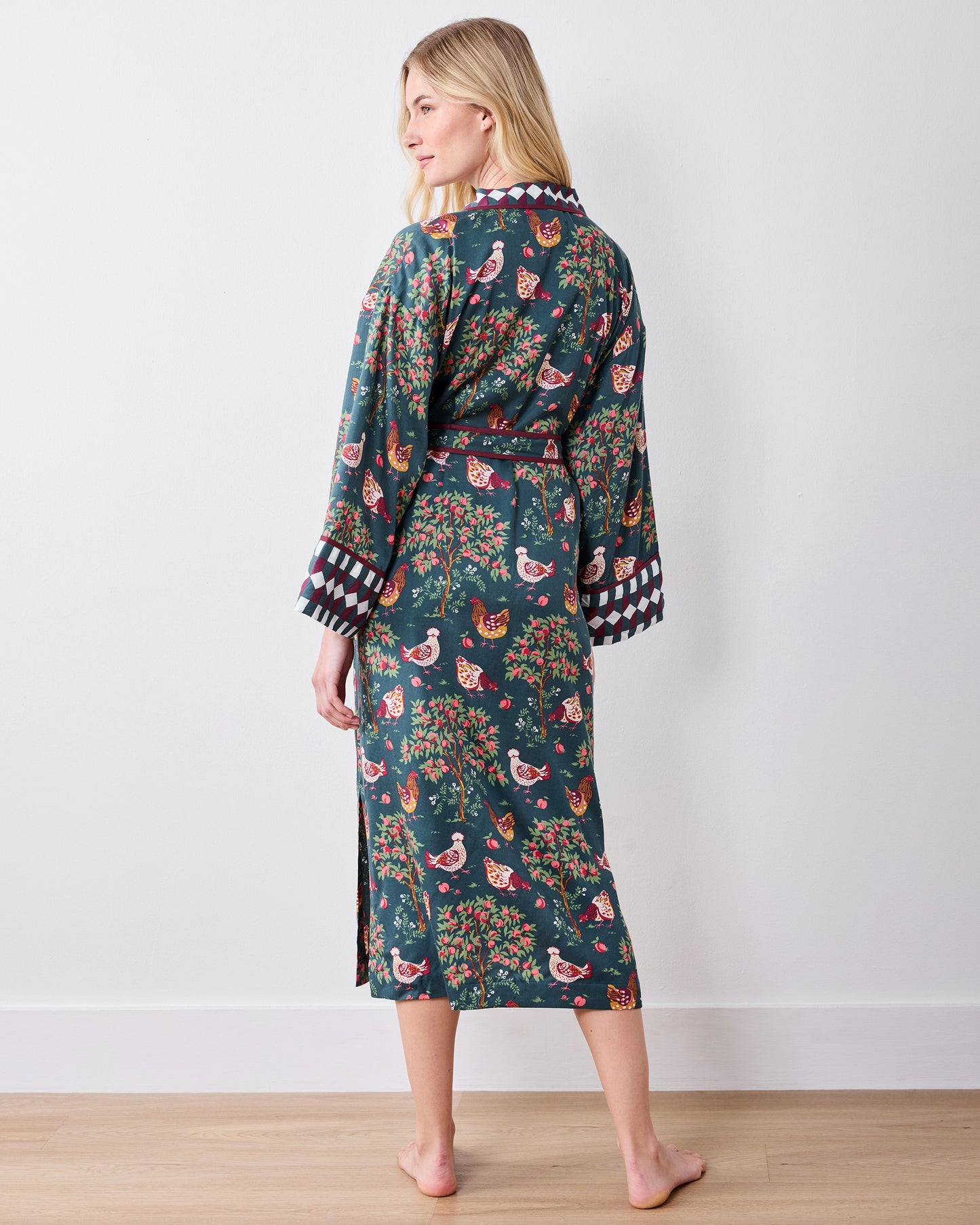 Hen House - Eco Satin Robe - Navy - Printfresh
