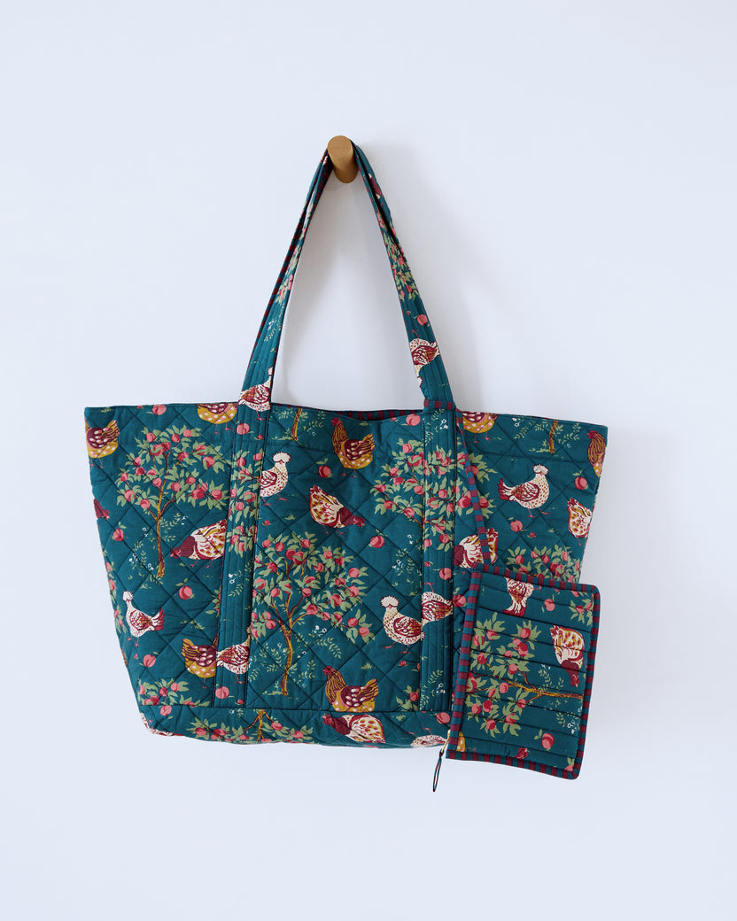 Hen House - Weekend Bag with Pouch - Navy - Printfresh