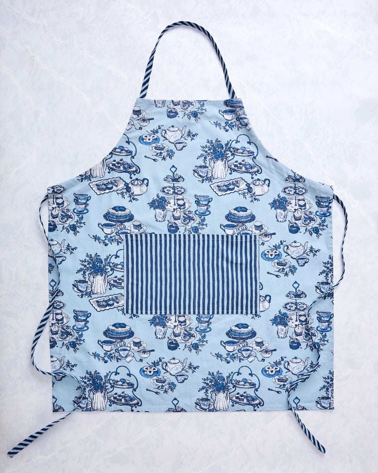 High Tea Toile - Apron - Notting Hill Blue - Printfresh
