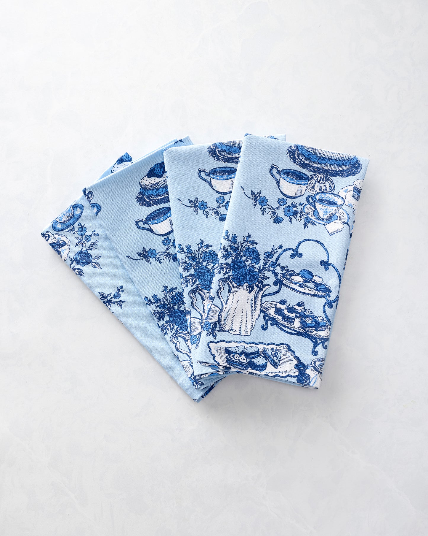 High Tea Toile - Dinner Napkins Set of 4 - Notting Hill Blue - Printfresh
