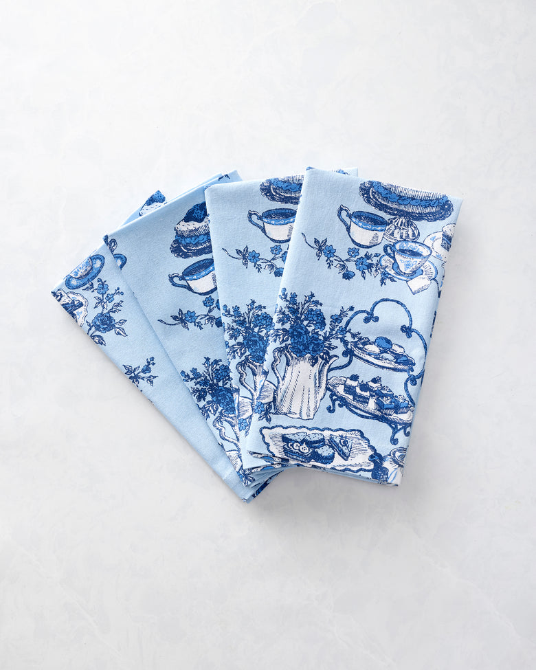 High Tea Toile - Dinner Napkins Set of 4 - Notting Hill Blue - Printfresh