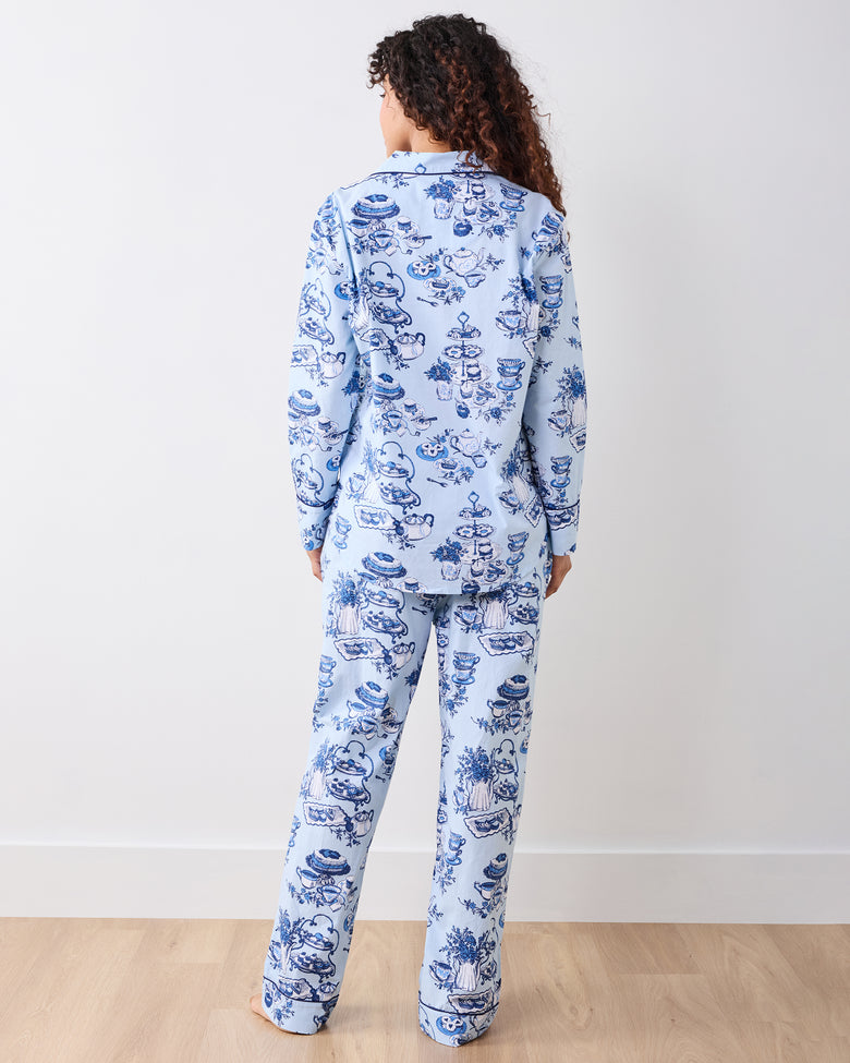 High Tea Toile - Long PJ Set - Notting Hill Blue - Printfresh