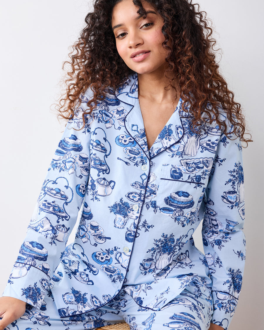 High Tea Toile - Petite Long PJ Set - Notting Hill Blue - Printfresh