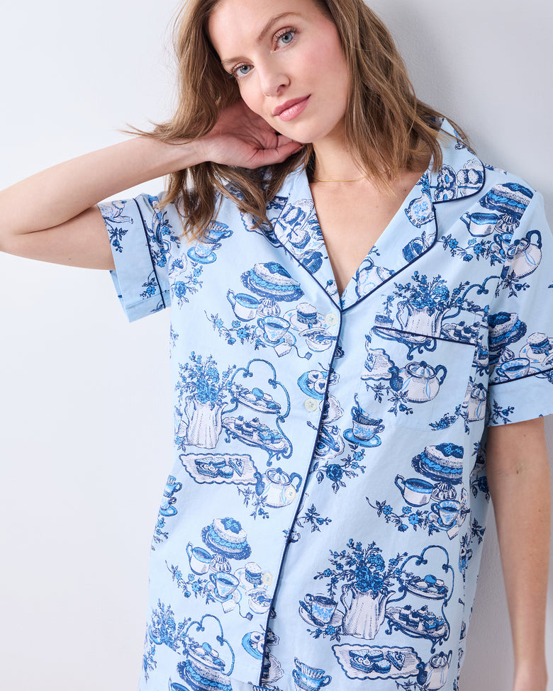 High Tea Toile - Short PJ Set - Notting Hill Blue - Printfresh