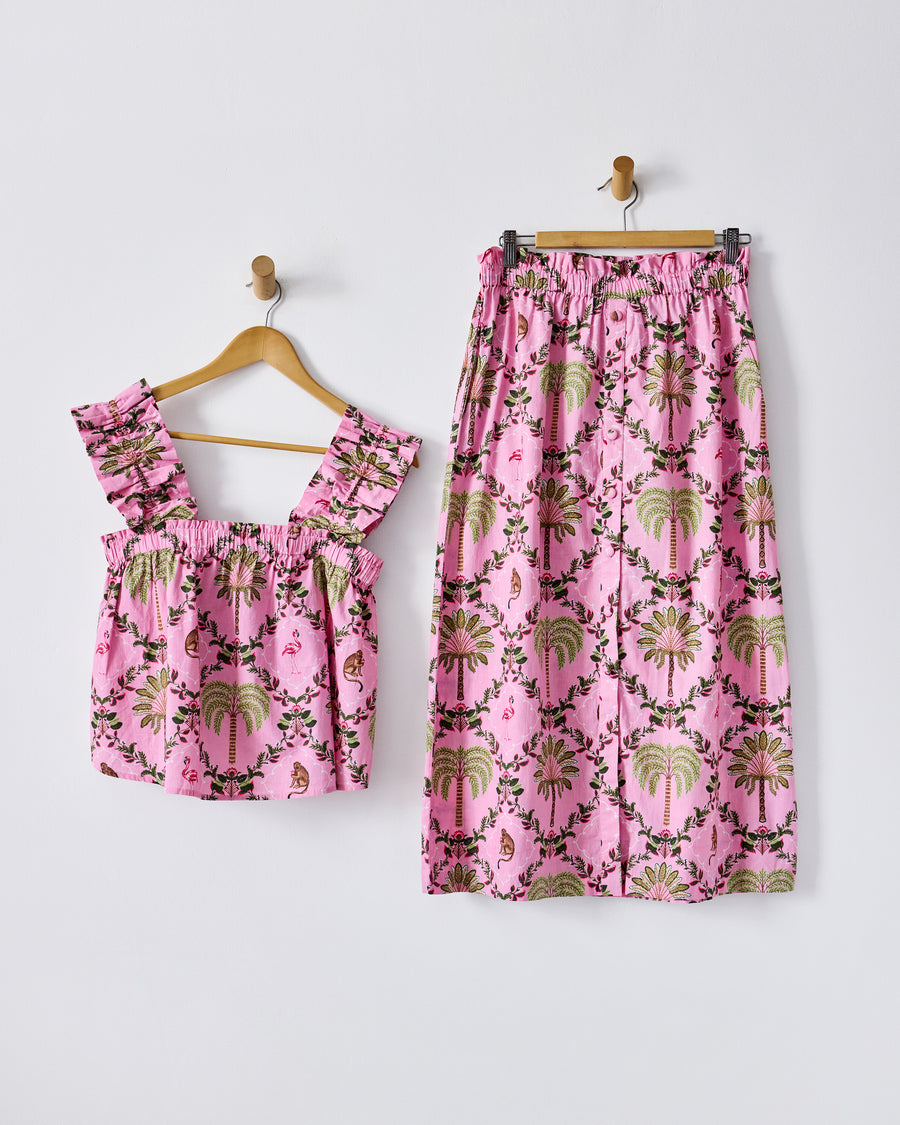 Island Muse - Maya Top & Escape Skirt Set - Pink Flamingo - Printfresh
