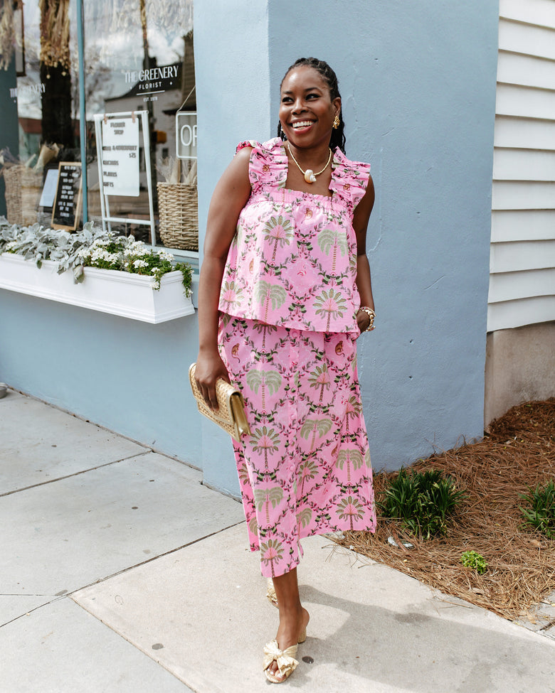 Island Muse - Maya Top & Escape Skirt Set - Pink Flamingo - Printfresh