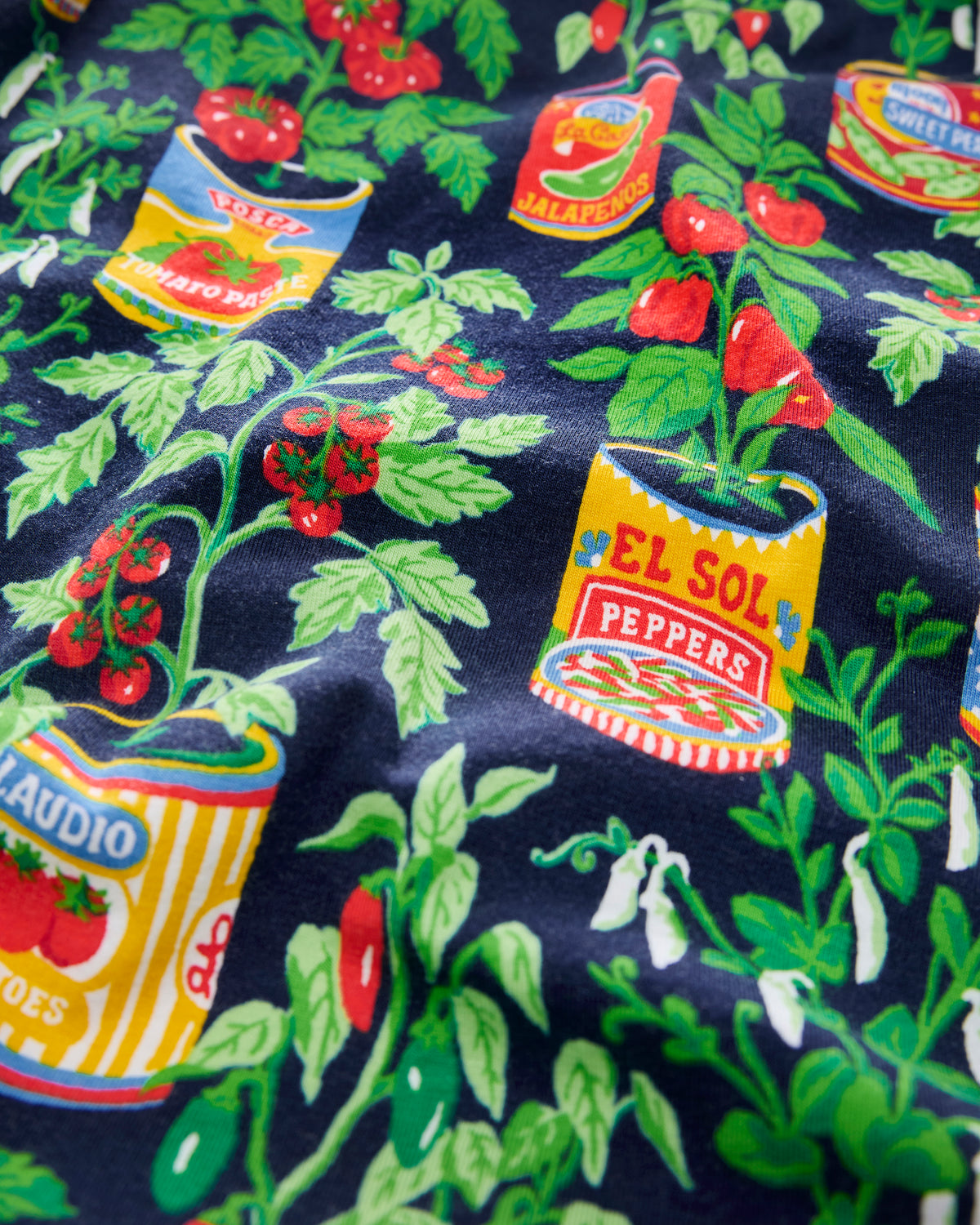 Kitchen Garden - Kids Organic Pima Short Sleeve PJ Set - Navy - Printfresh