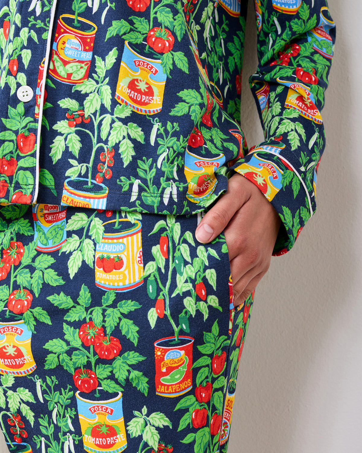 Kitchen Garden - Organic Pima Modal Knit Long PJ Set - Navy - Printfresh