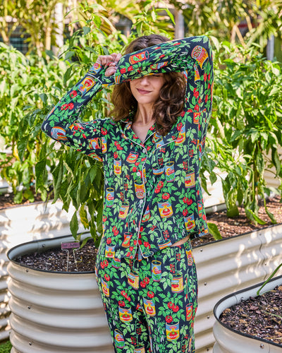 Kitchen Garden - Organic Pima Modal Knit Long PJ Set - Navy - Printfresh
