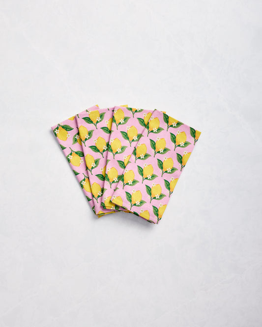 Lemon Twist - Dinner Napkins Set of 4 - Limoncello - Printfresh