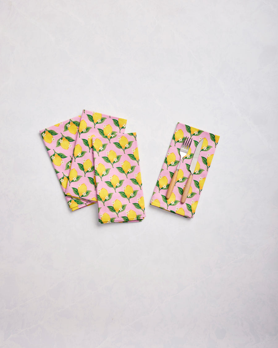 Lemon Twist - Dinner Napkins Set of 4 - Limoncello - Printfresh