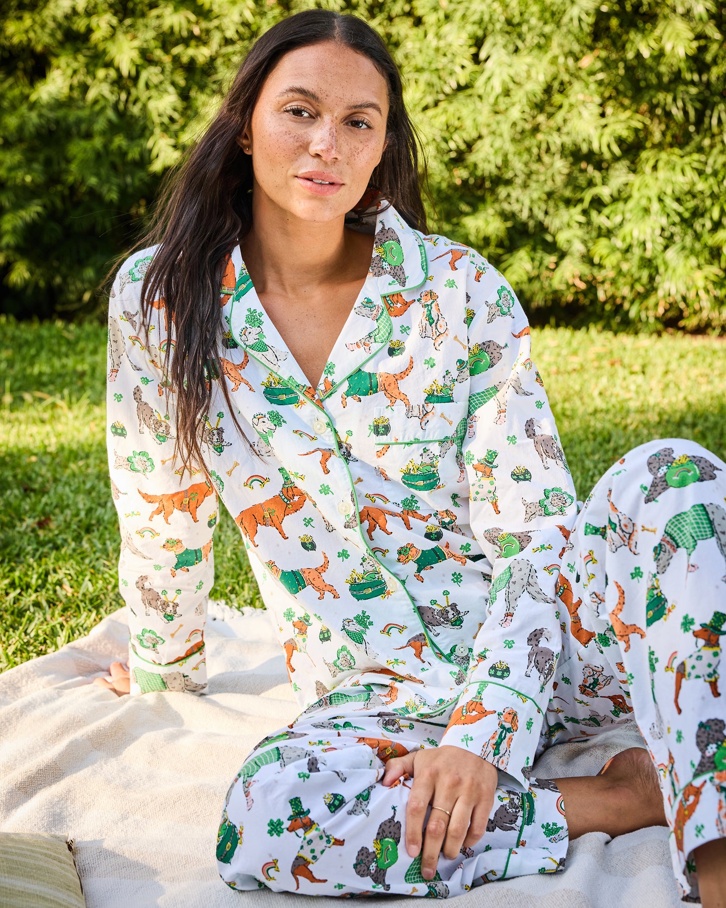 Lucky Paws - Long PJ Set - Irish Cream - Printfresh